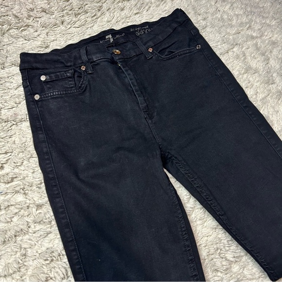 7 for All Mankind The High Waist Skinny Black Jeans Size 32 - Picture 2 of 6